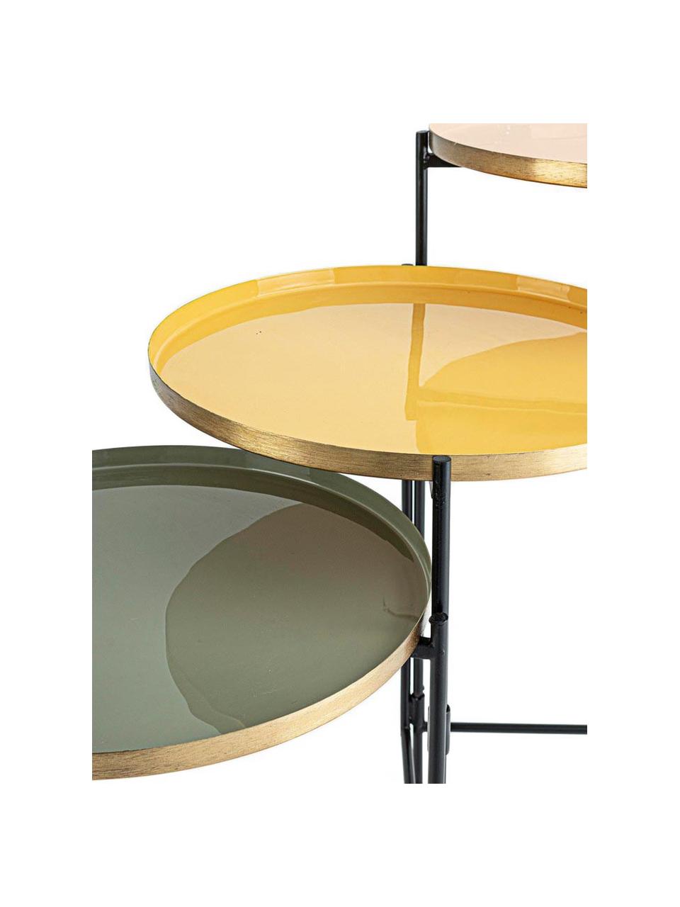 Skládací odkládací stolek se 3 policemi Amrita, Růžová, žlutá, zelená, Š 112 cm, H 38 cm