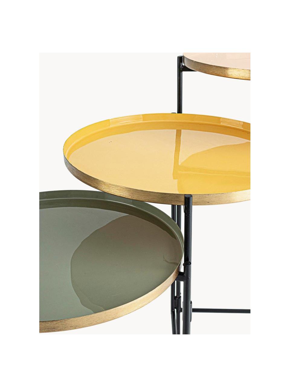 Skladací príručný stolík s 3 odkladacími plochami Amrita, Bledoružová, žltá, zelená, Š 112 x H 38 cm