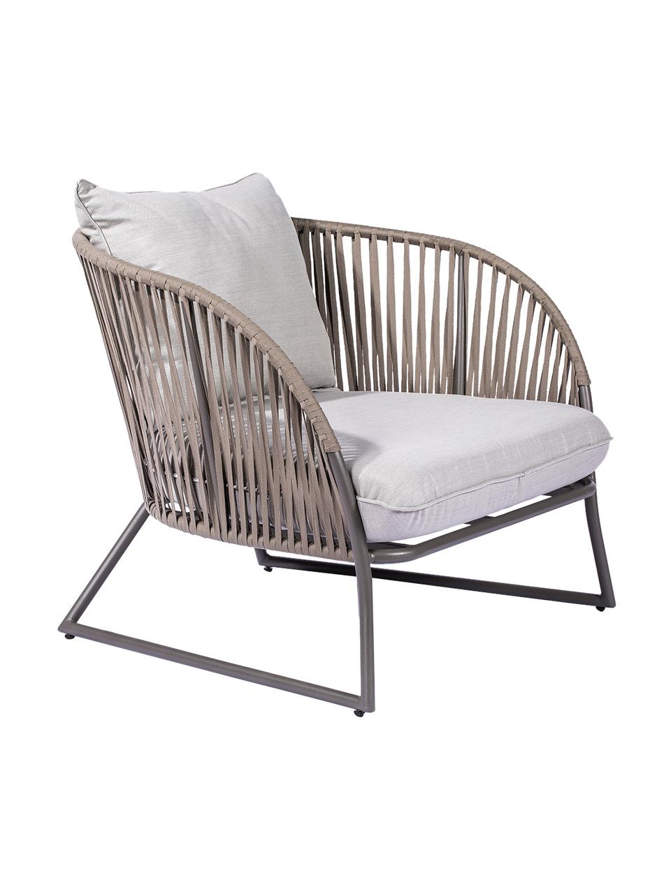 Poltroncina da giardino Indonesia, Rivestimento: 100% polipropilene, Gambe: alluminio verniciato a po, Beige, grigio, Larg. 98 x Prof. 90 cm