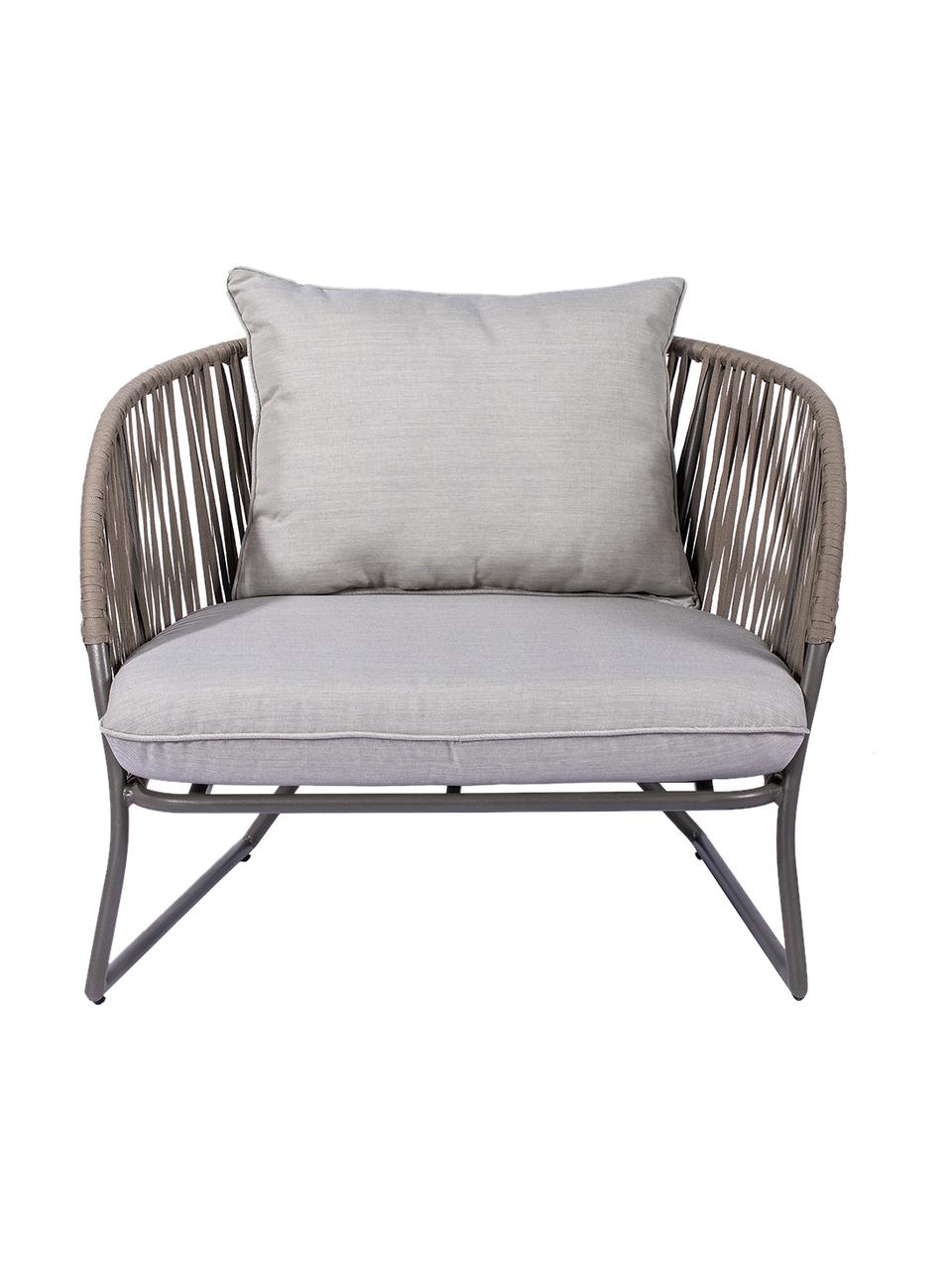 Fauteuil lounge de jardin Indonesia, Beige, gris, larg. 98 x prof. 90 cm