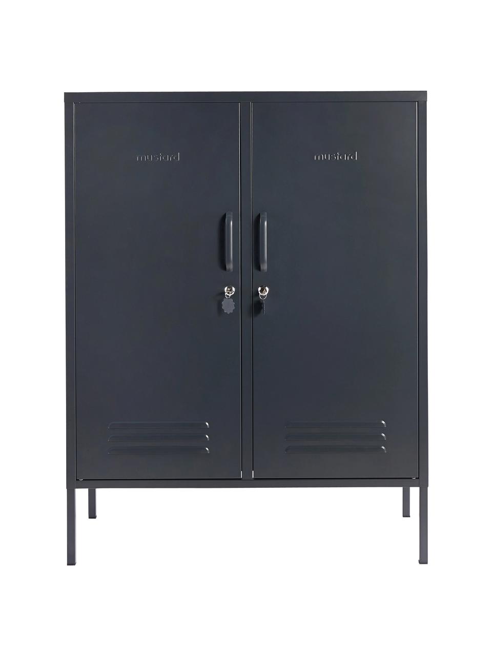 Metalen highboard Midi, Gepoedercoat staal, Antraciet, B 85 x H 111 cm
