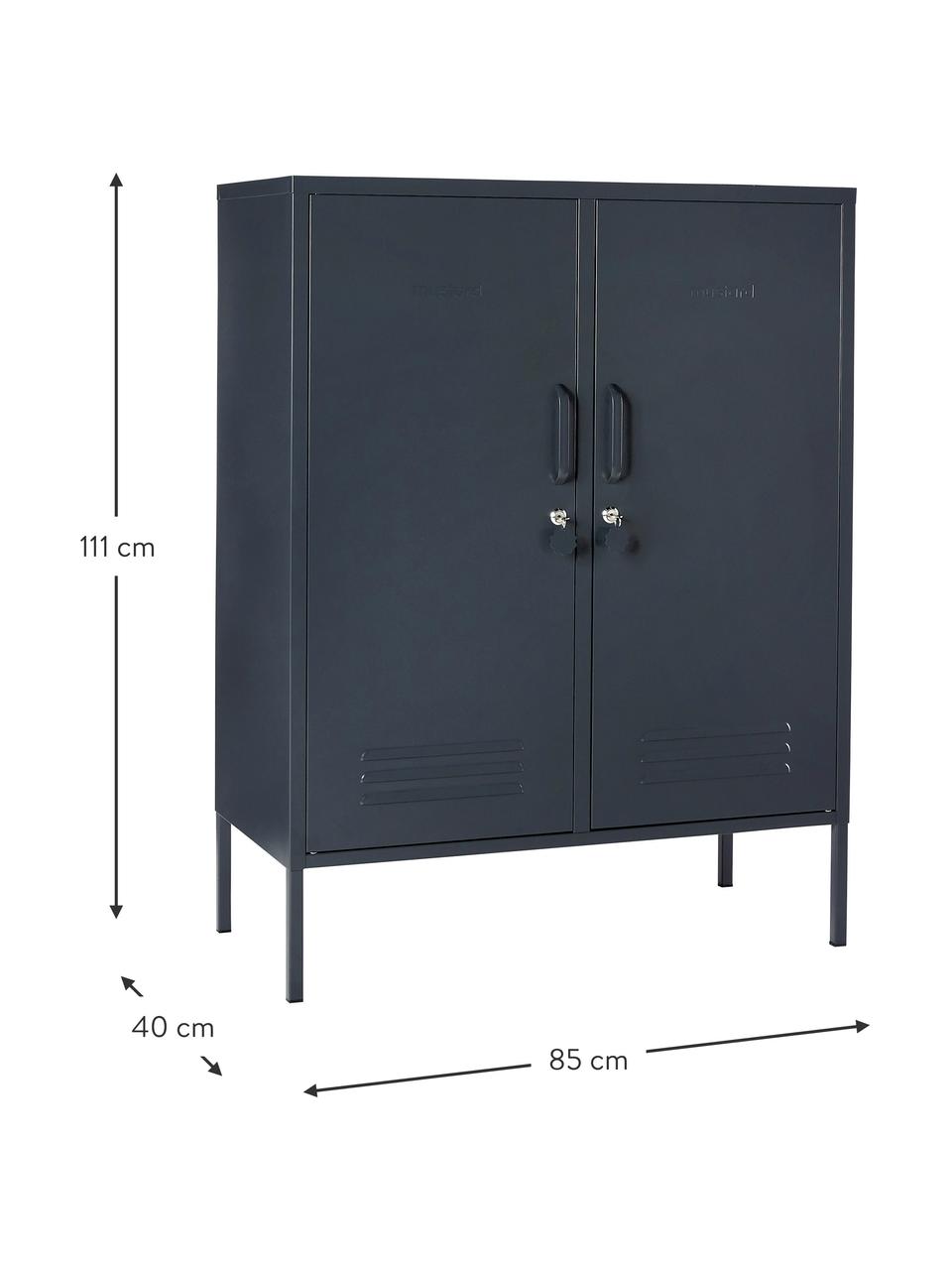 Rangement en métal Midi, Acier, revêtement par poudre, Anthracite, larg. 85 x haut. 111 cm