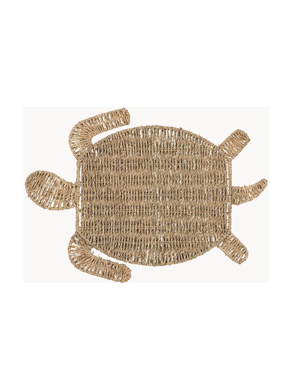 Placemat Sumatra van zeegras in schildpad vorm, Zeegras, Beige, L 48 x B 36 cm