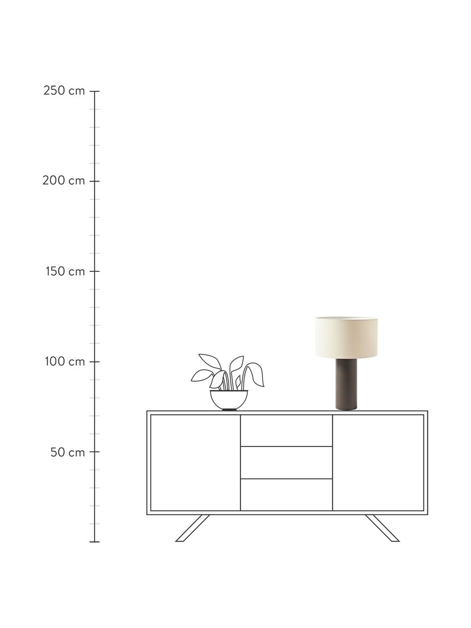Tafellamp Delano, Lampenkap: katoen, Lampvoet: metaalkleurig, Donkerbruin, beige, Ø 35 x H 50 cm