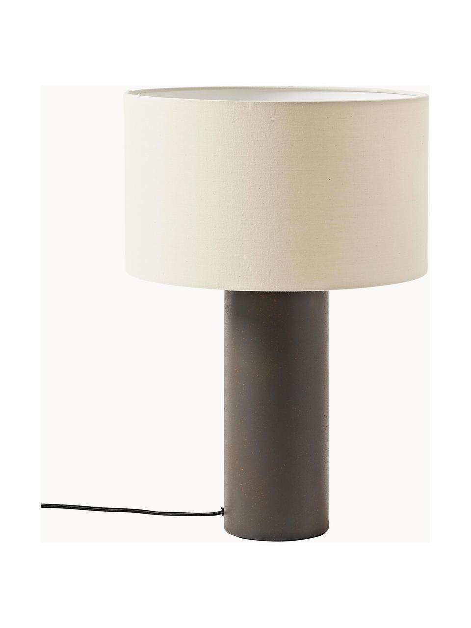 Lampada da tavolo Delano, Paralume: cotone, Marrone scuro, beige, Ø 35 x Alt. 50 cm