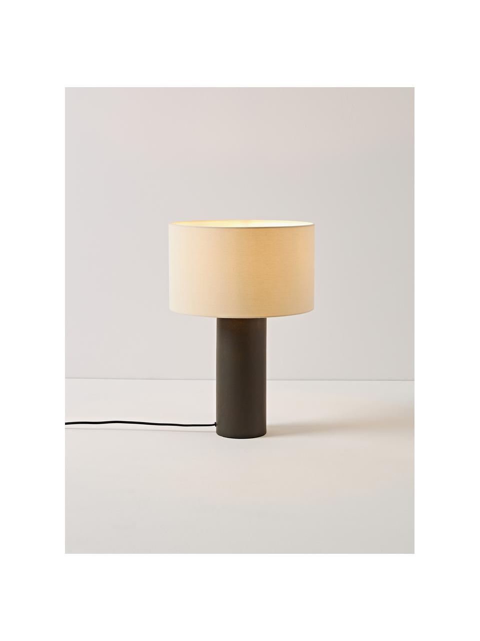 Lámpara de mesa Delano, Pantalla: algodón, Cable: cubierto en tela, Marrón oscuro, beige, Ø 35 x Al 50 cm