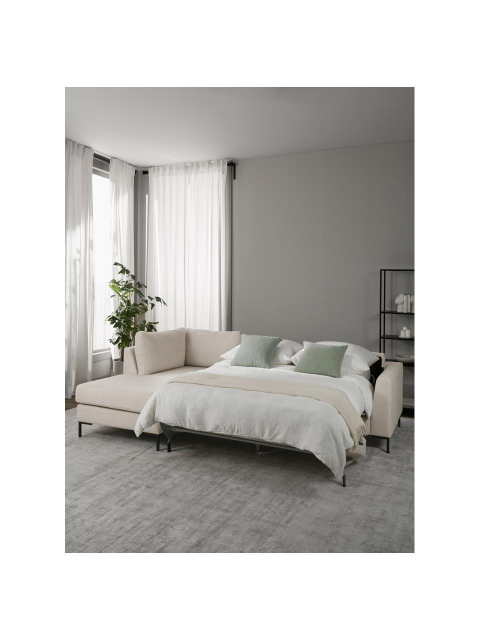 Pohovka na spanie s kovovými nohami Luna, Béžová, Š 270 x H 184 cm, ľavé rohové prevedenie