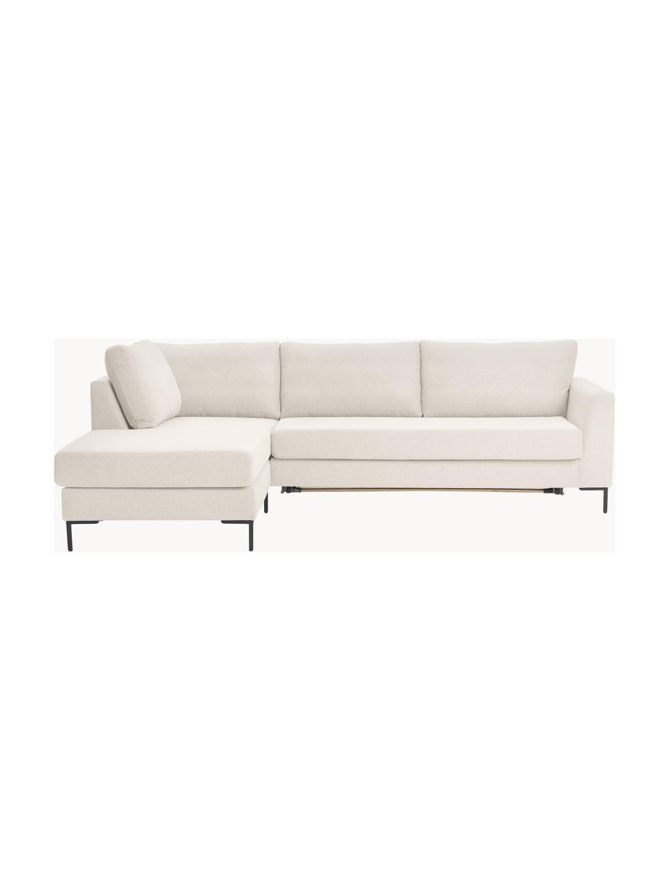 Divano letto 3 posti con materasso Luna, Rivestimento: 100% poliestere Il rivest, Struttura: legno massiccio di faggio, Piedini: metallo zincato Questo pr, Tessuto bianco latte, Larg. 270 x Prof. 184 cm, chaise-longue a sinistra