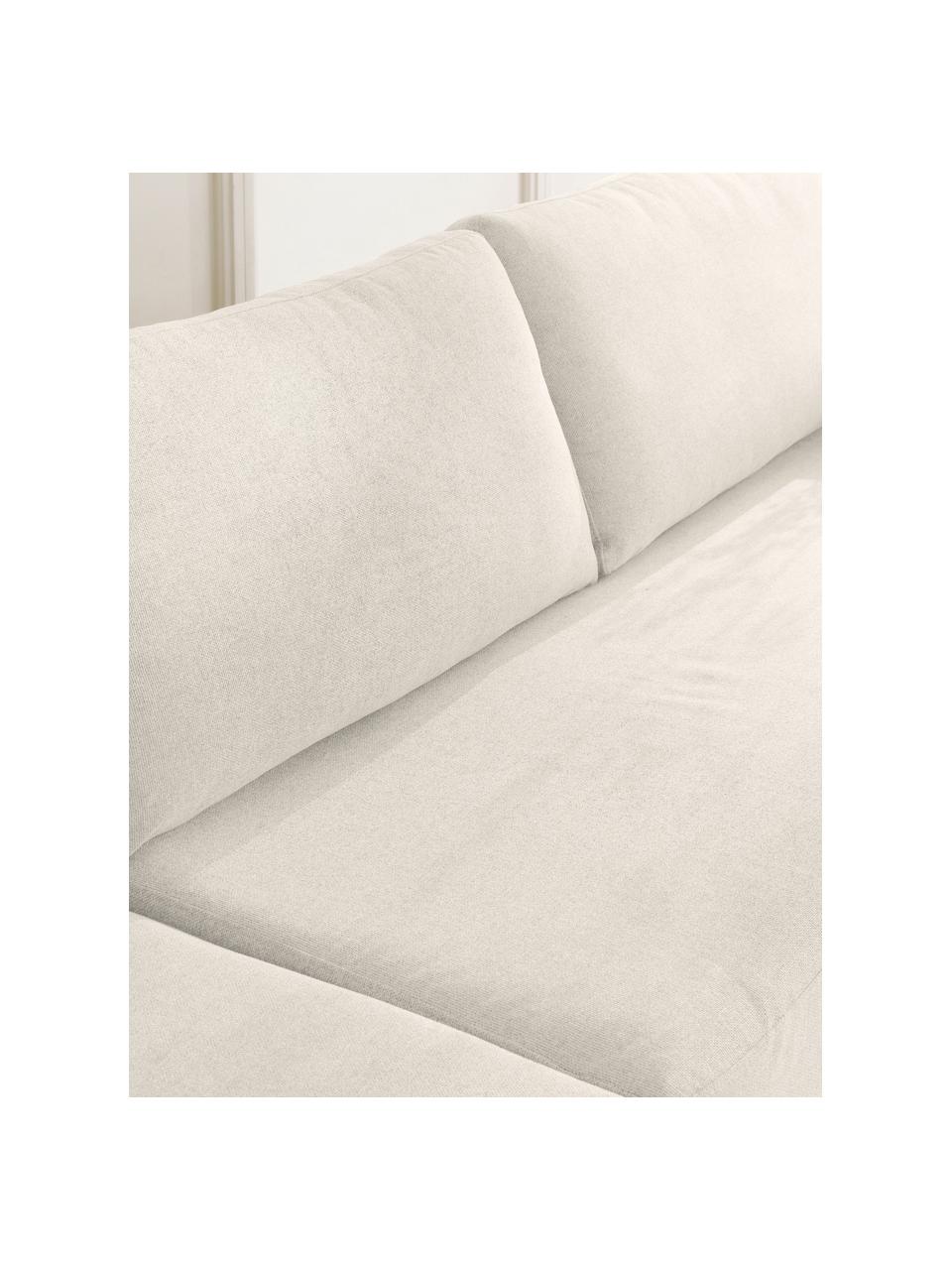 Canapé d'angle convertible 3 places avec matelas Luna, Tissu blanc crème, larg. 270 x prof. 184 cm, méridienne à gauche