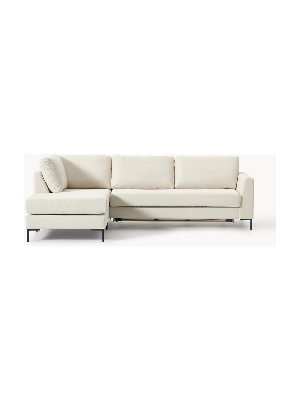 Schlafsofa Luna (3-Sitzer) mit Matratze, Bezug: 100 % Polyester Der strap, Gestell: Massives Buchenholz, Schi, Füße: Metall, galvanisiert Dies, Webstoff Off White, B 270 x T 184 cm, Eckteil rechts