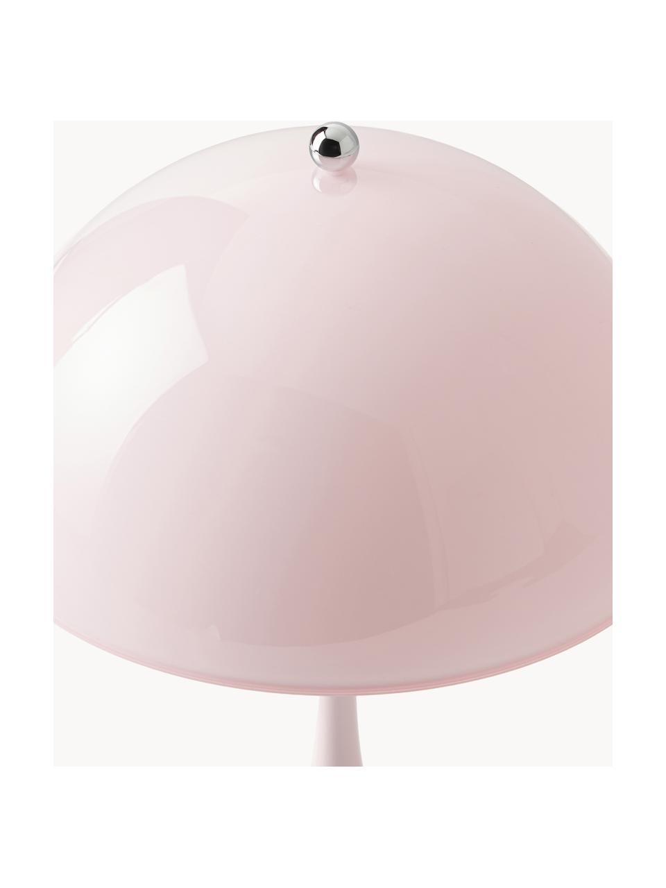 Lámpara de mesa LED regulable Panthella, Al 24 cm, Estructura: aluminio recubierto, Plexiglás rosa claro, Ø 16 x Al 24 cm