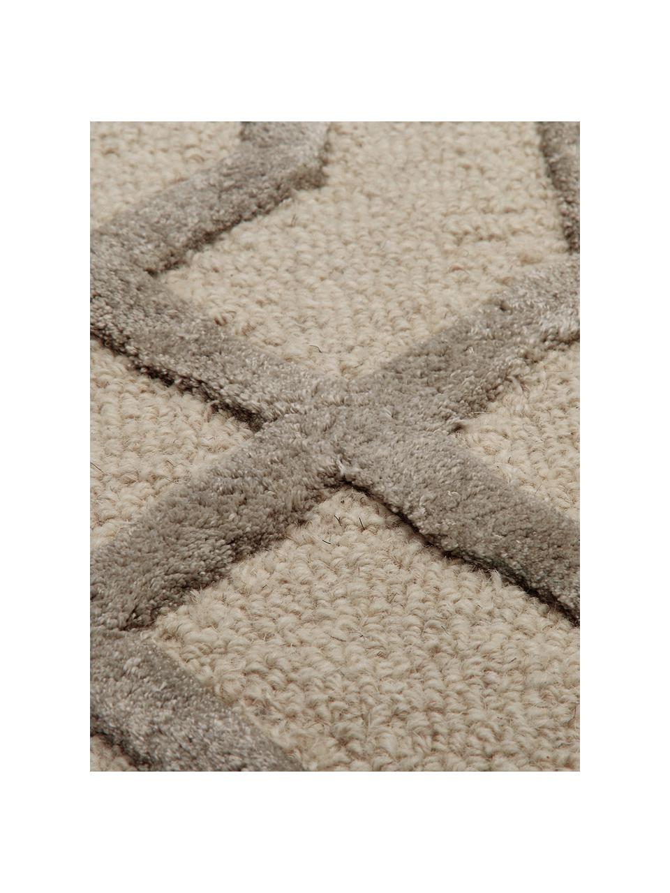 Alfombra redonda de lana Vegas, Parte superior: 80% lana, 20% viscosa, Reverso: algodón, Beige, crema, Ø 150 cm (Tamaño M)