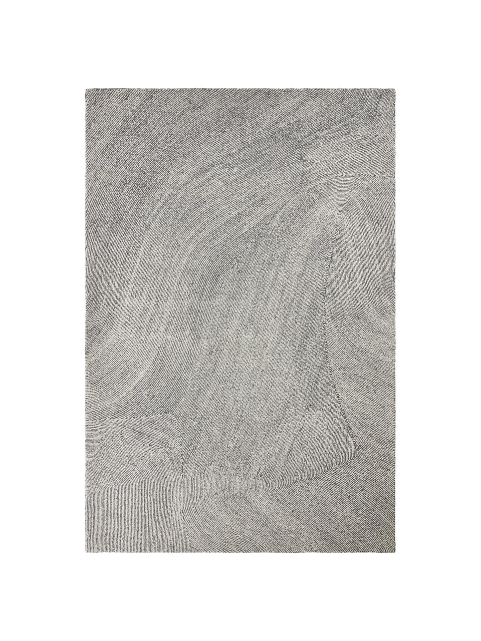 Handgeweven vloerkleed Canyon met golfachtig patroon in grijs/wit, 51% polyester, 49% wol, Grijs, B 200 x L 300 cm (maat L)