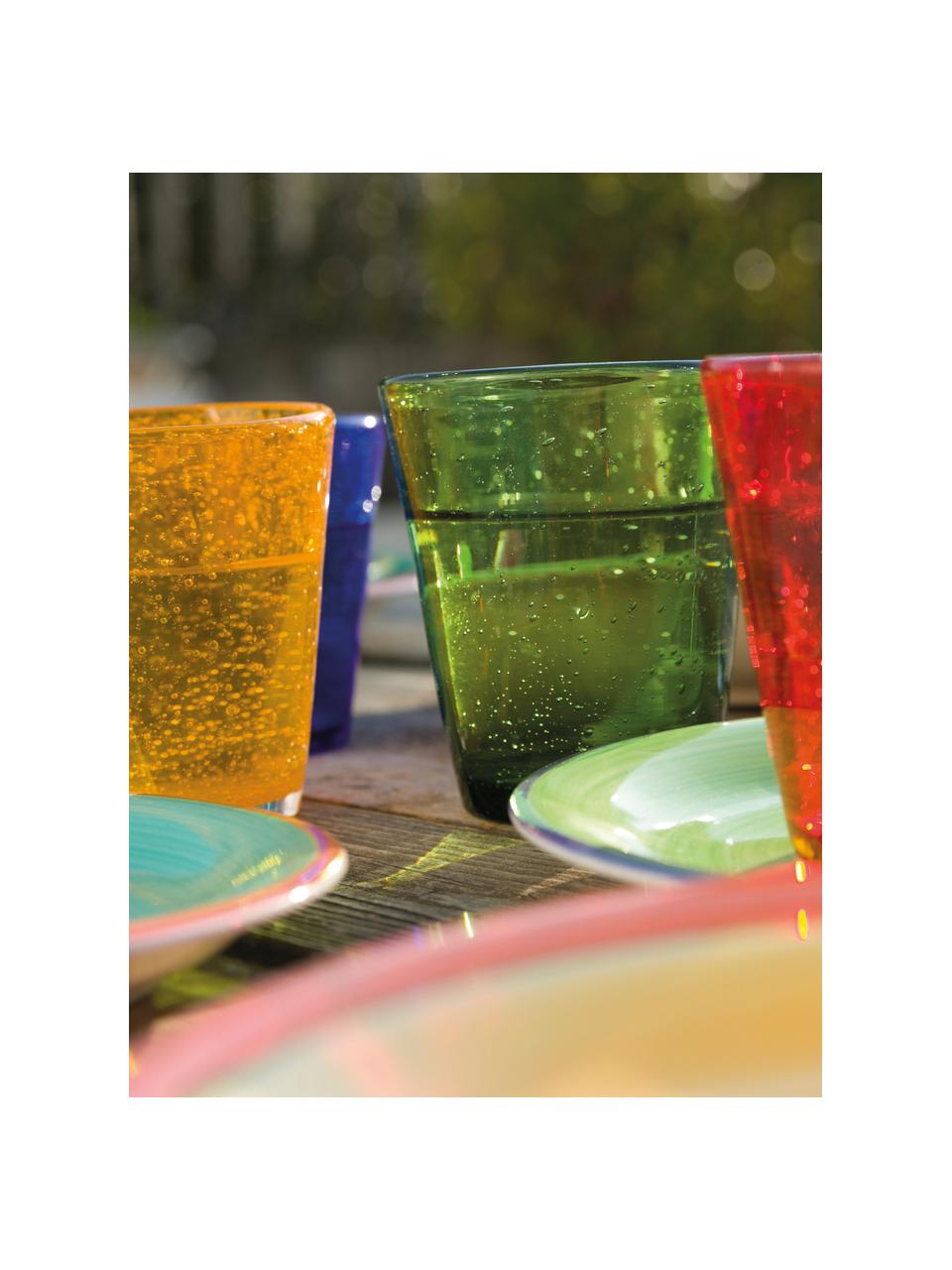 Vasos de colores de vidrio soplado artesanalmente Cancún, 6 uds., Vidrio soplado, Multicolor, Ø 9 x Al 10 cm