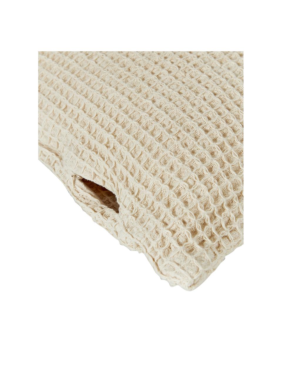 Funda de cojín texturizada de algodón Lois, 100% algodón, Beige, An 50 x L 50 cm