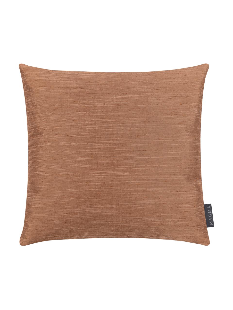 Housse de coussin brun aspect soie Malu, Brun