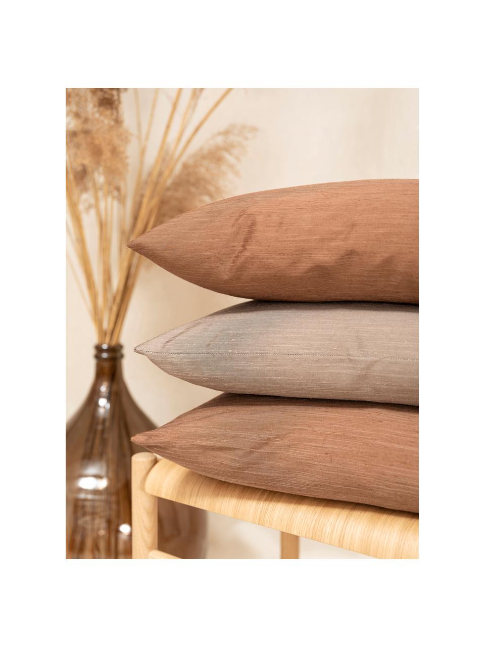 Kussenhoes Malu in zijdelook, 100% polyester, Bruin, 40 x 40 cm