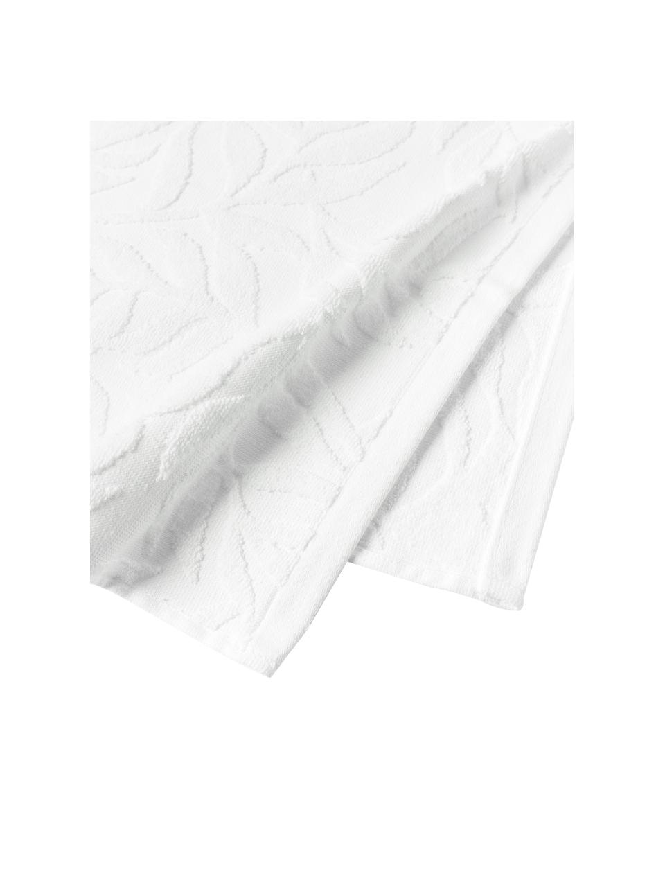 Set de toallas de algodón Leaf, 3 uds., Blanco, Set de diferentes tamaños