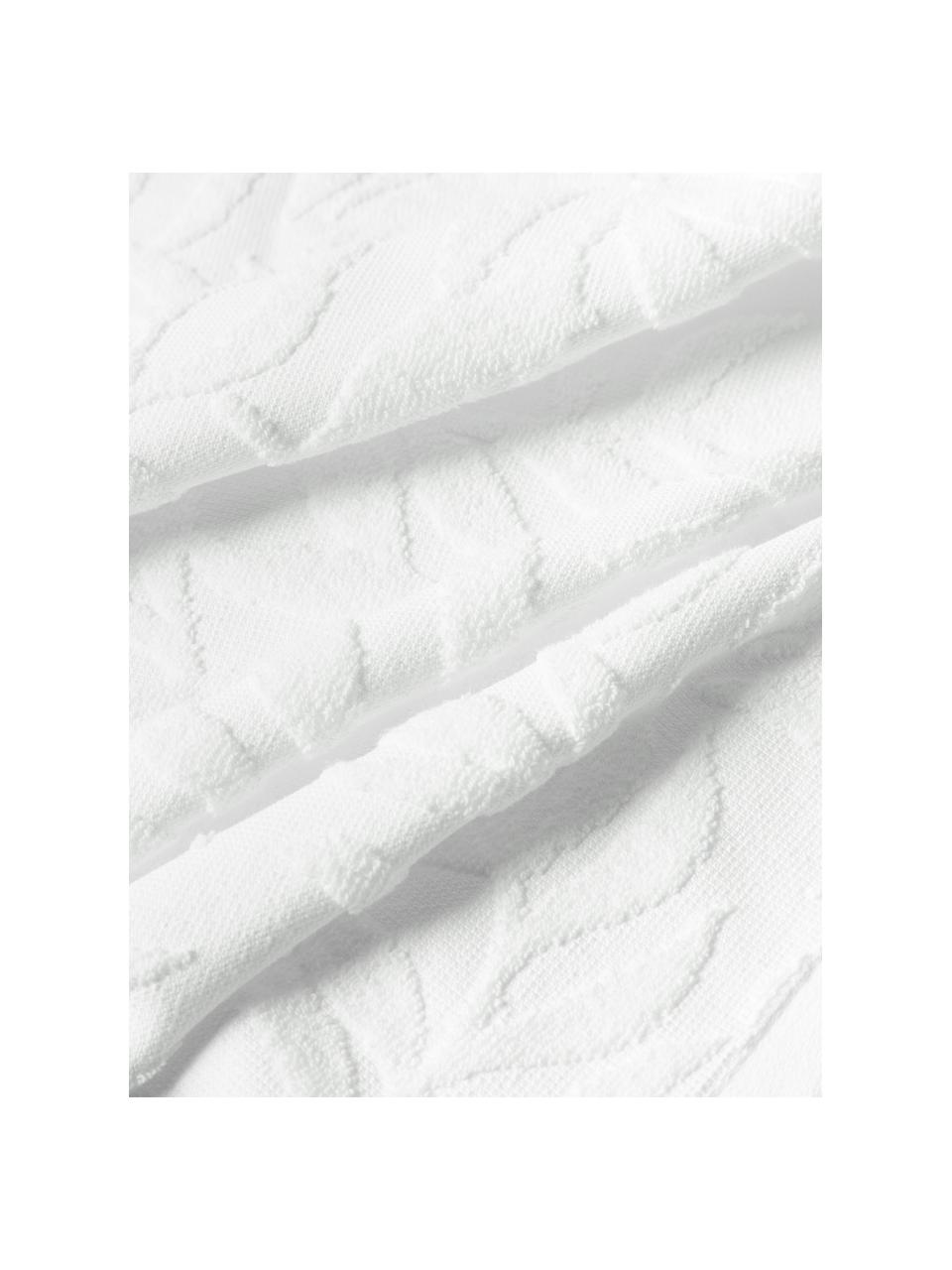 Komplet ręczników z bawełny Leaf, 3 elem., Biały, Komplet z różnymi rozmiarami