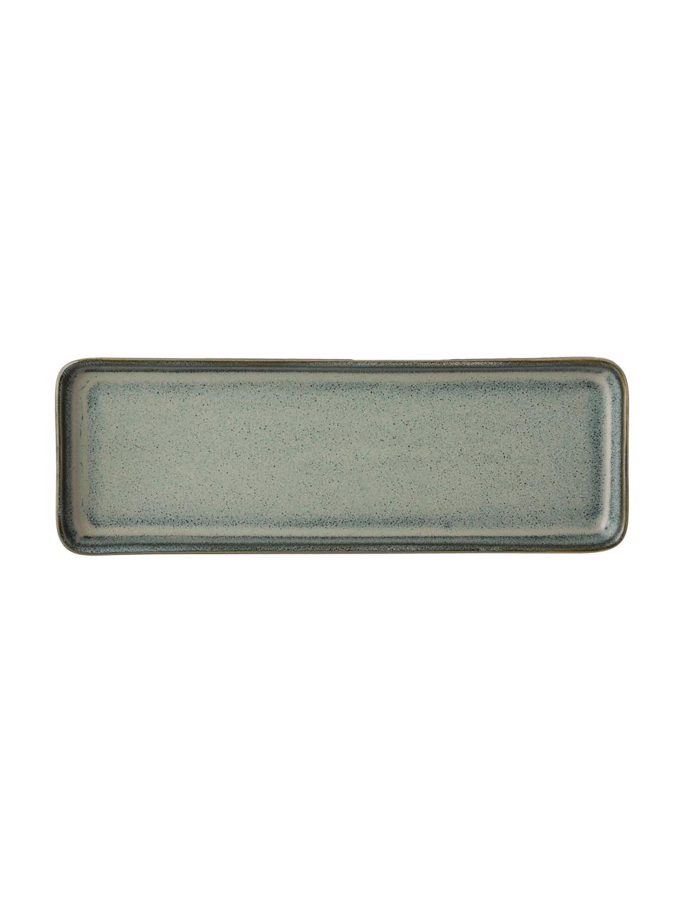 Vassoio Mila, Ceramica smaltata, Verde grigio, Lung. 27 x Alt. 3 cm