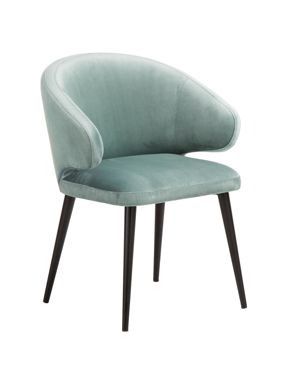 Chaise velours moderne Celia, Velours vert sauge