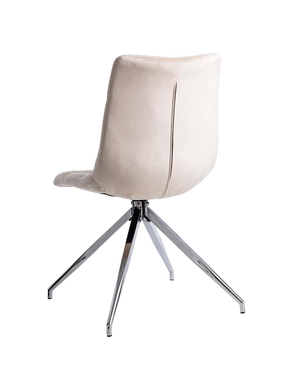 Silla tapizada en terciopelo Lea, Tapizado: beige, Patas: metal cromado, Beige, cromo, An 46 x F 52 cm