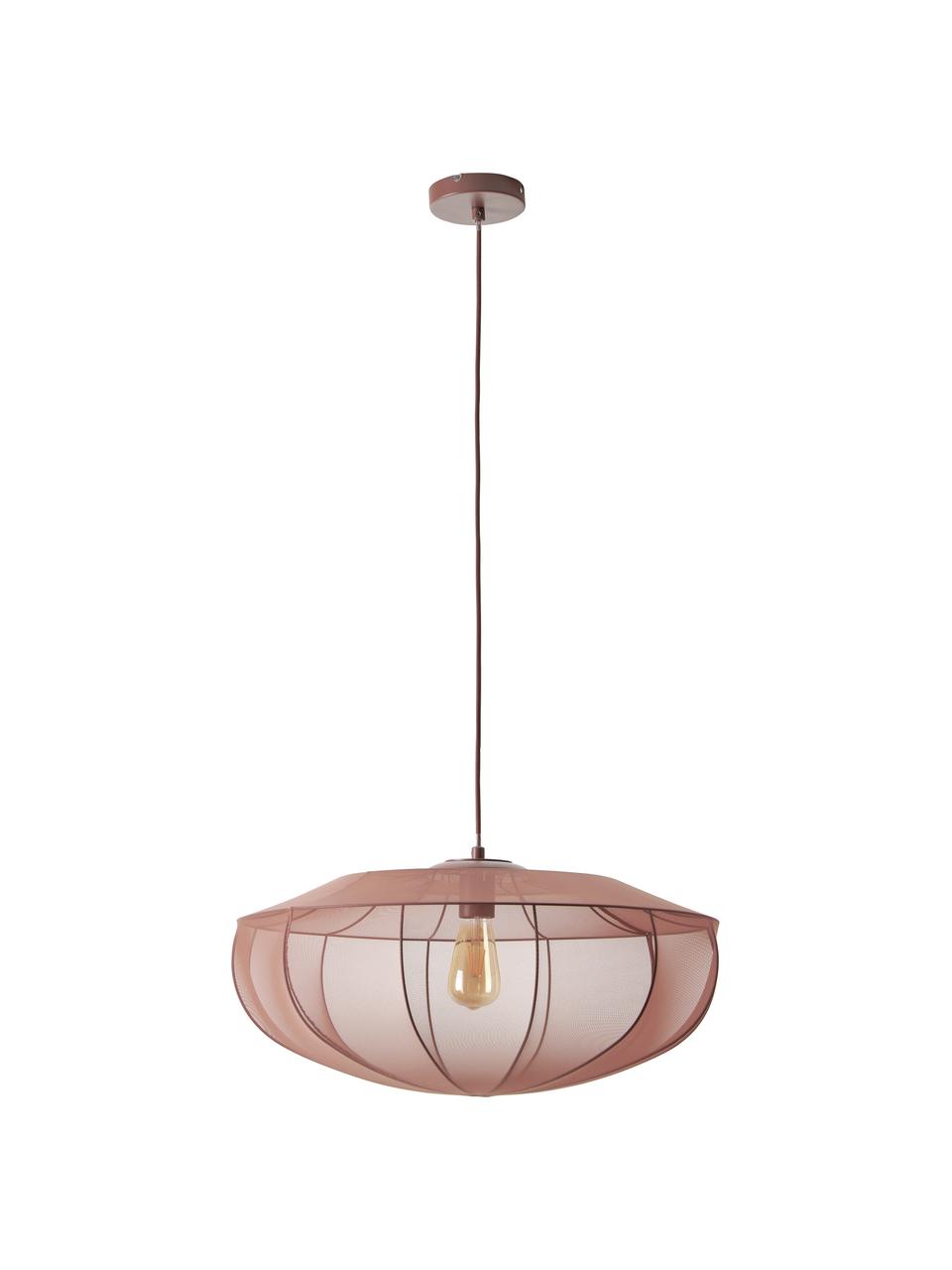 Lampada a sospensione in tessuto intrecciato Beau, Paralume: tessuto, Struttura: metallo verniciato a polv, Baldacchino: metallo verniciato a polv, Rosso ruggine, Ø 60 x Alt. 150 cm
