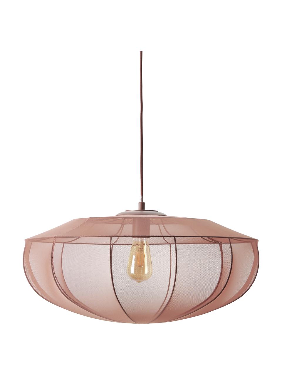 Lampa wisząca z siateczki Beau, Stelaż: metal malowany proszkowo, Rdzawoczerwony, Ø 60 x W 150 cm
