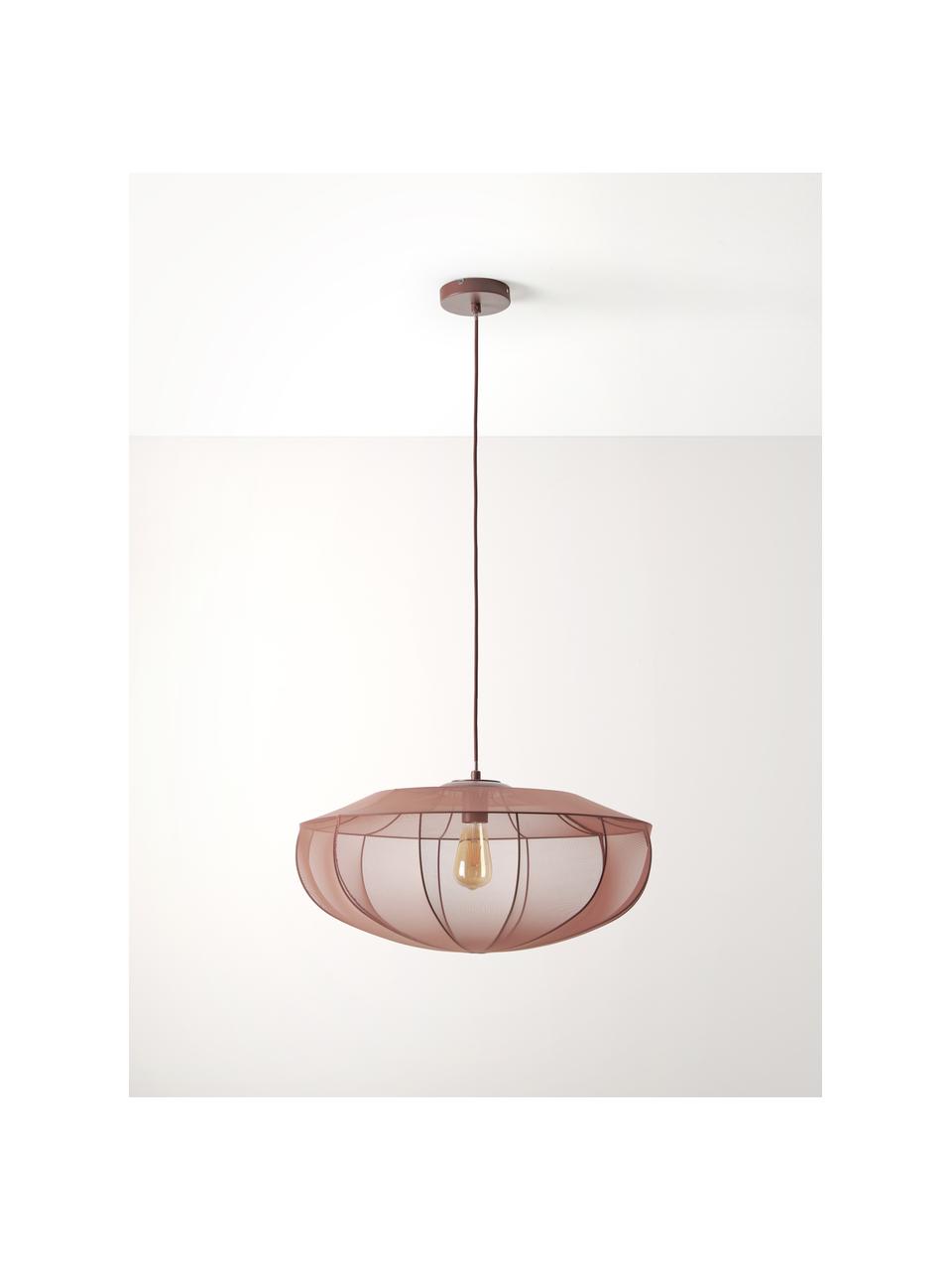 Lampa wisząca z siateczki Beau, Stelaż: metal malowany proszkowo, Nugatowy, Ø 60 x W 29 cm