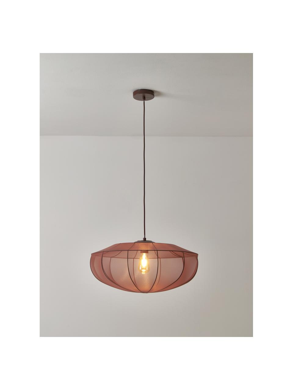 Lampa wisząca z siateczki Beau, Stelaż: metal malowany proszkowo, Nugatowy, Ø 60 x W 29 cm