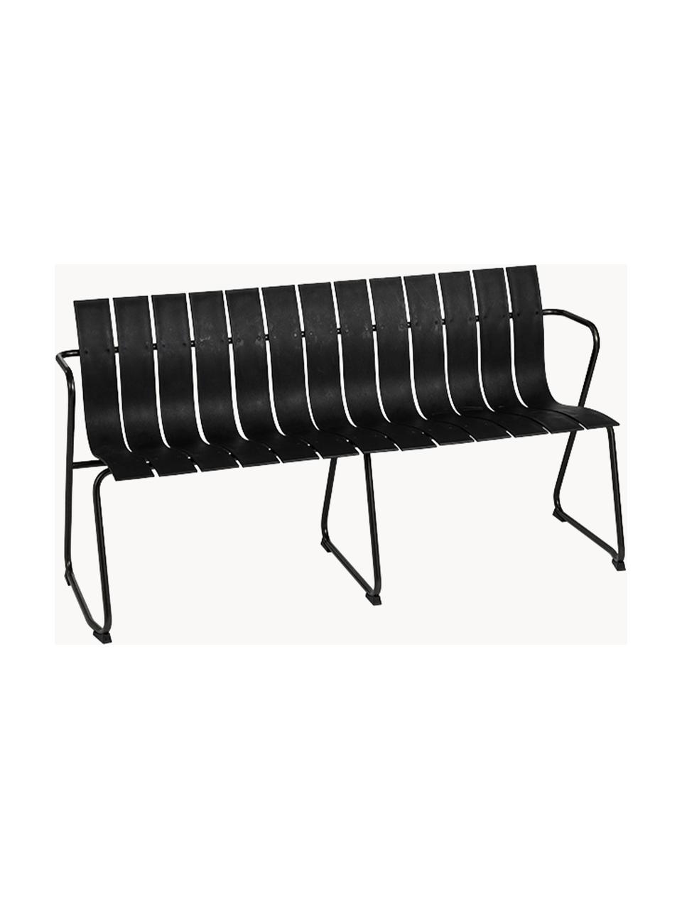 Handgefertigte Garten-Sitzbank Ocean, Gestell: Recycelter Stahl, beschic, Schwarz, B 157 x T 58 cm