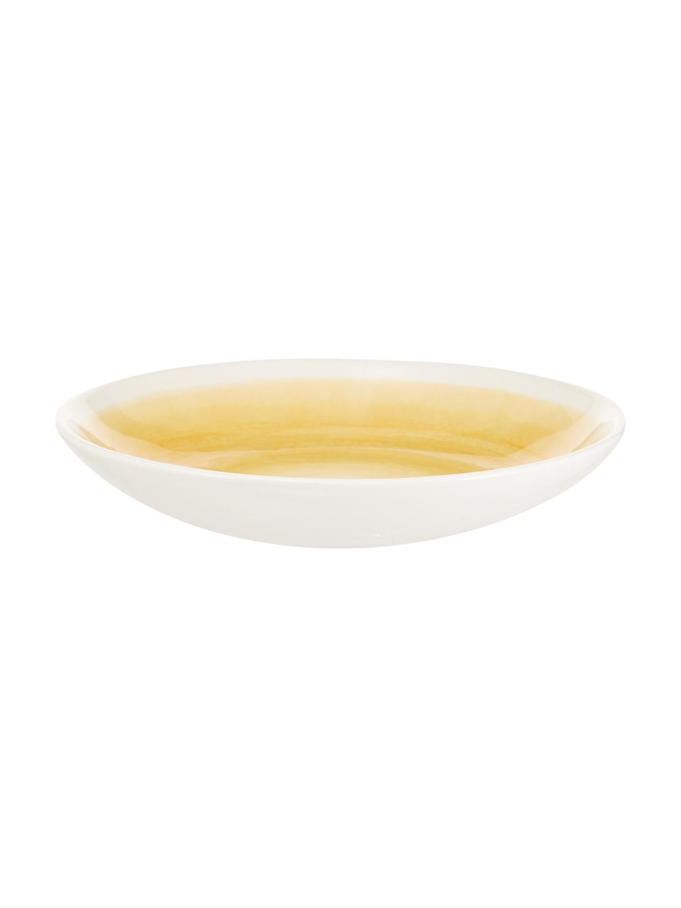 Ręcznie wykonany talerz głęboki Pure, 6 szt., Ceramika, Żółty, biały, Ø 23 cm