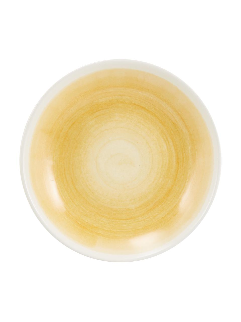 Handgemachte Suppenteller Pure matt/glänzend mit Farbverlauf, 6 Stück, Keramik, Gelb, Weiss, Ø 23 cm