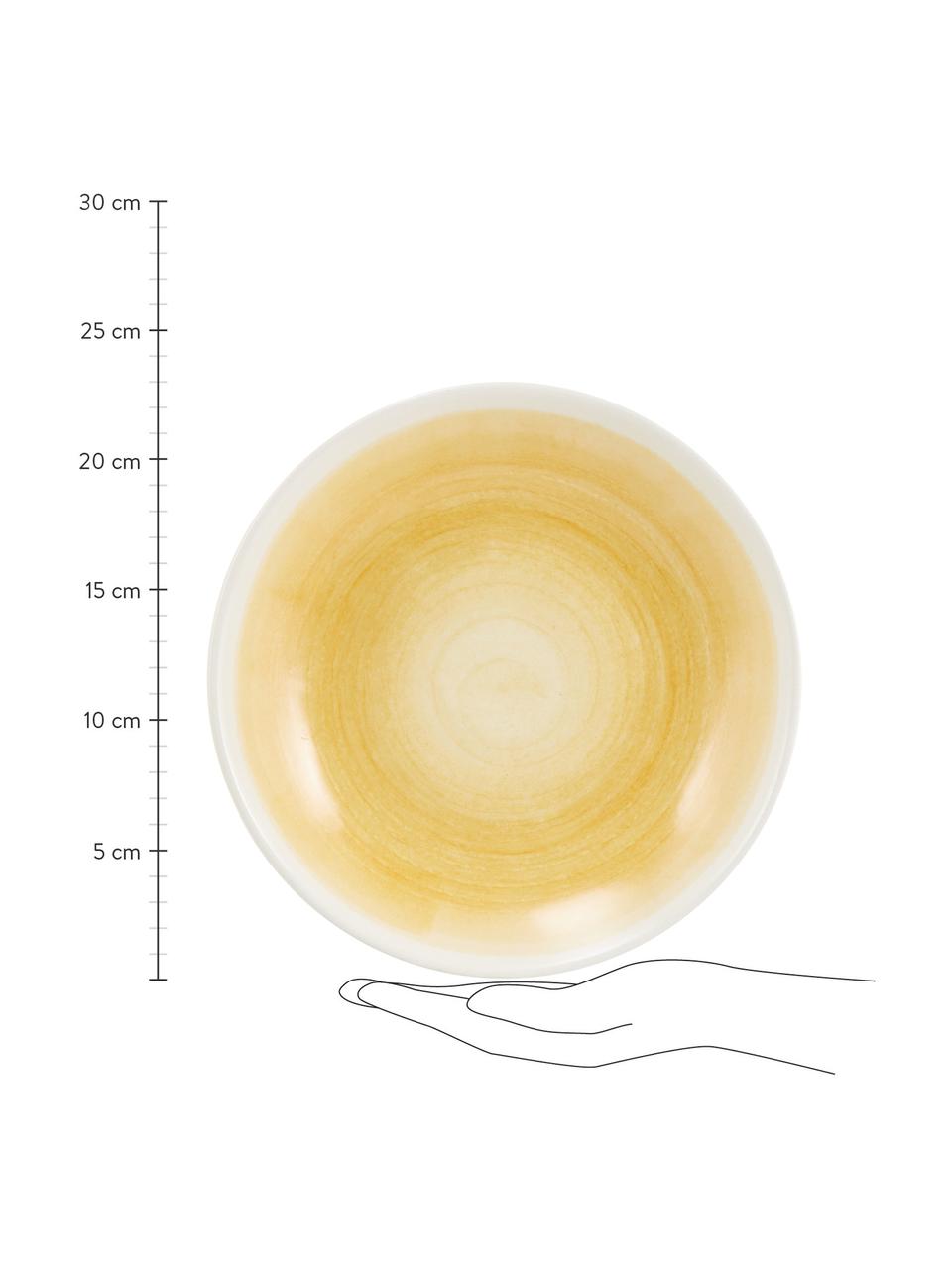 Handgemachte Suppenteller Pure matt/glänzend mit Farbverlauf, 6 Stück, Keramik, Gelb, Weiß, Ø 23 cm