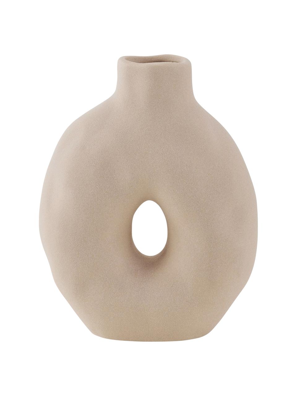 Vase porcelaine beige Oshape, Porcelaine, Beige, larg. 15 x haut. 20 cm