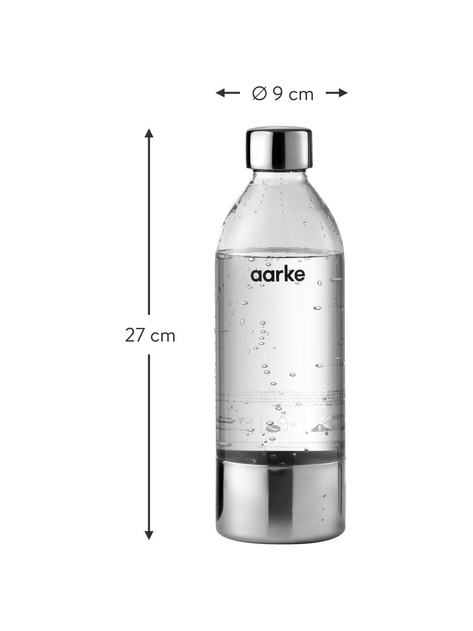 Butelka Carbonator 3, 2 szt., Transparentny, odcienie srebrnego, Ø 9 x W 27 cm, 1 l