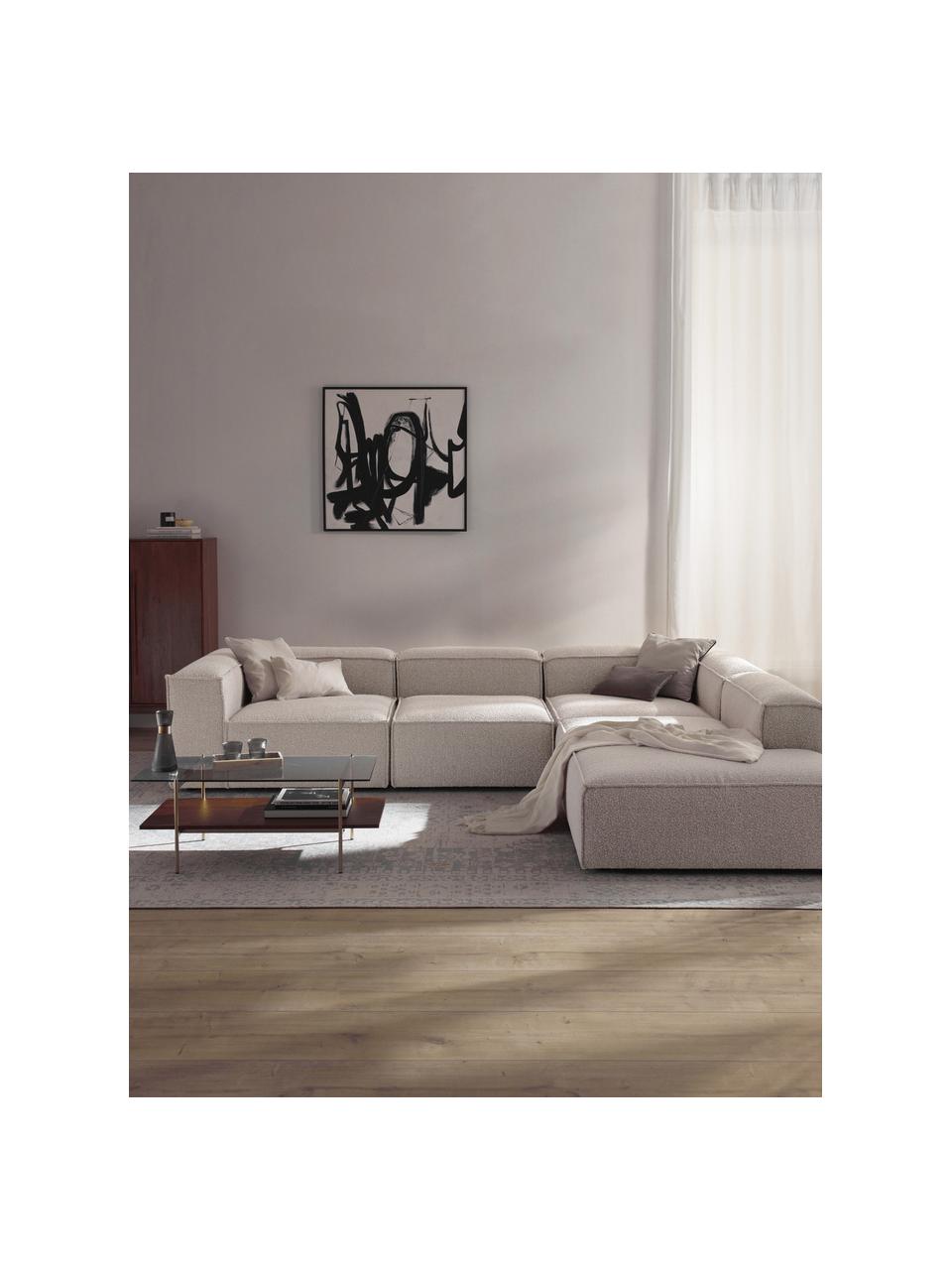 Modulares XL-Ecksofa Lennon aus Bouclé, Bezug: Bouclé (100 % Polyester) , Gestell: Massives Kiefernholz, Spe, Bouclé Off White, B 329 x T 269 cm, Eckteil links