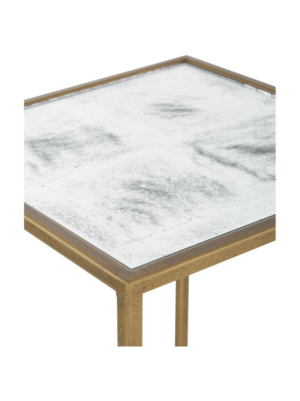 Bijzettafelset Honey, 2-delig, Frame: gelakt metaal, Tafelblad: mat spiegelglas, Messingkleurig, Set met verschillende formaten