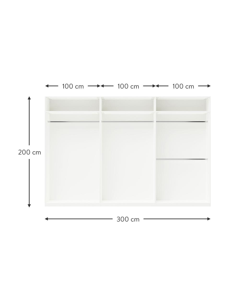 Armadio componibile con ante battente Charlotte, larg. 300 cm, in diverse varianti, Bianco, Interno Classic, larg. 300 x alt. 236 cm
