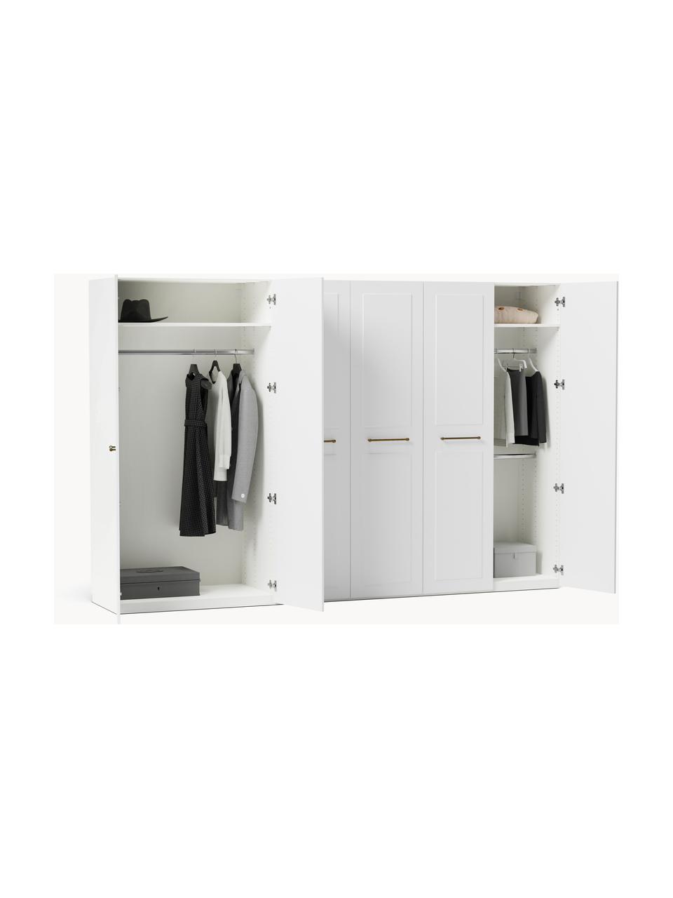 Modularer Drehtürenschrank Charlotte, 300 cm Breite, mehrere Varianten, Korpus: Spanplatte, melaminbeschi, Griffe: Messing Dieses Produkt wi, Weiß, Basic Interior, B 300 x H 200 cm