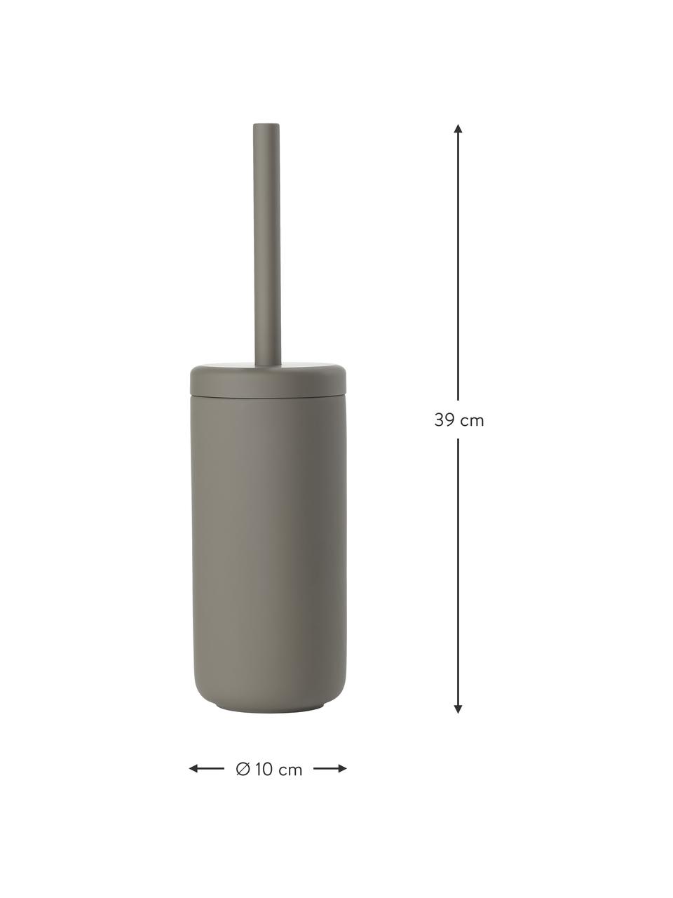 Scopino con contenitore Ume, Contenitore: gres rivestito con superf, Manico: plastica, Taupe, Ø 10 x Alt. 39 cm