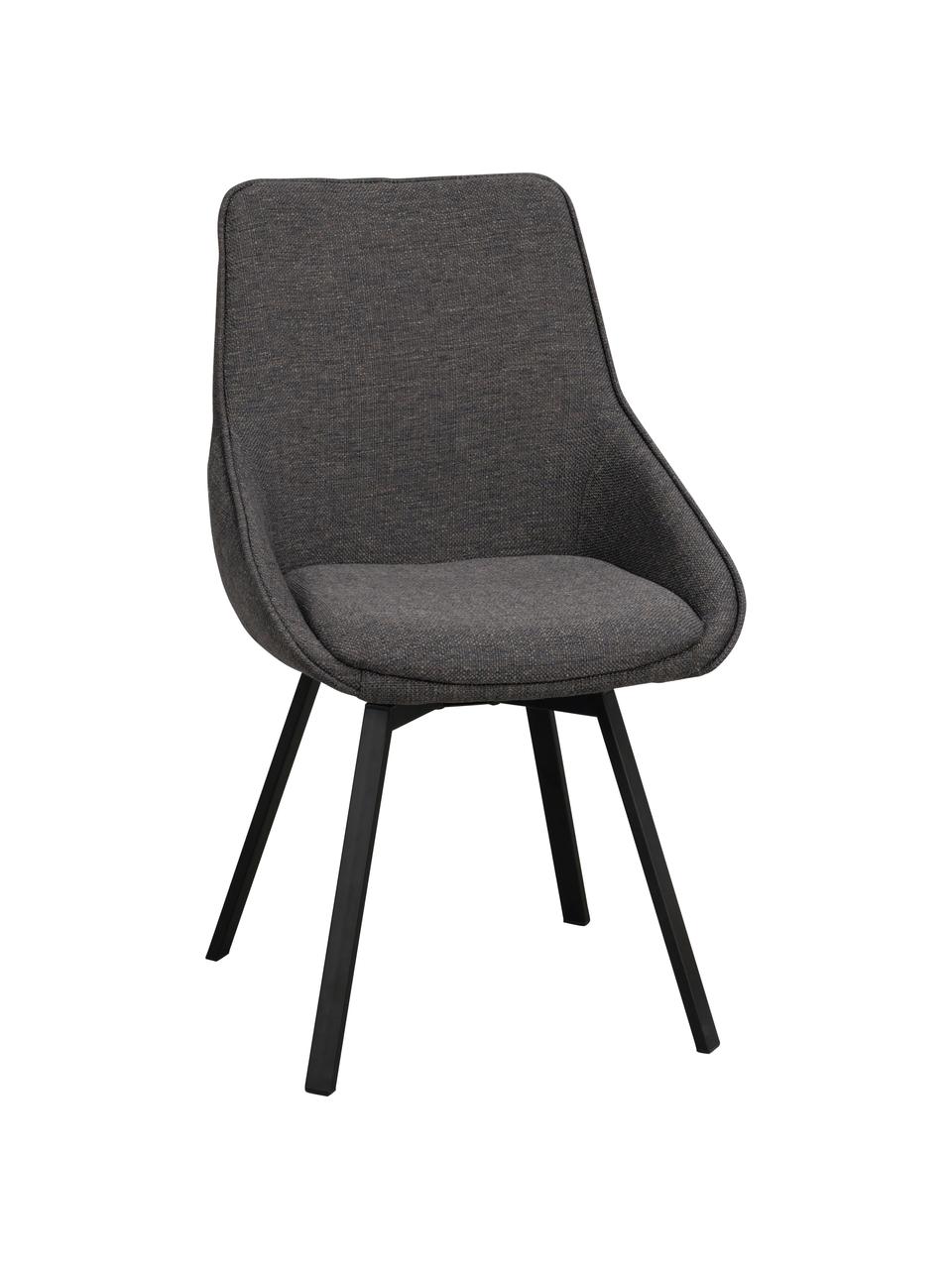 Čalouněná otočná židle s kovovými nohami Alison, Tmavě šedá, Š 51 cm, H 57 cm