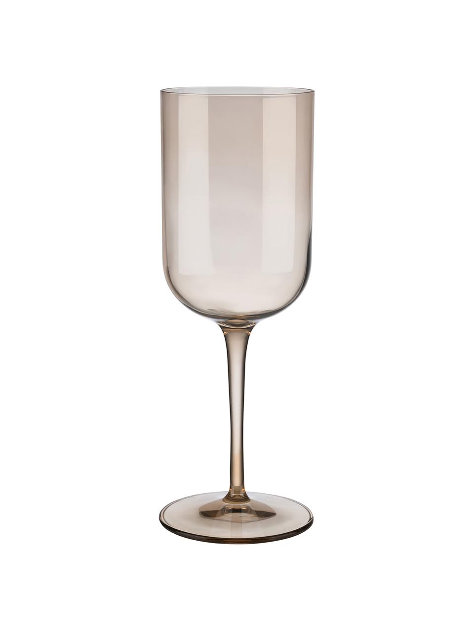 Copas de vino Fuum, 4 uds., Vidrio, Beige transparente, Ø 8 x Al 22 cm, 400 ml