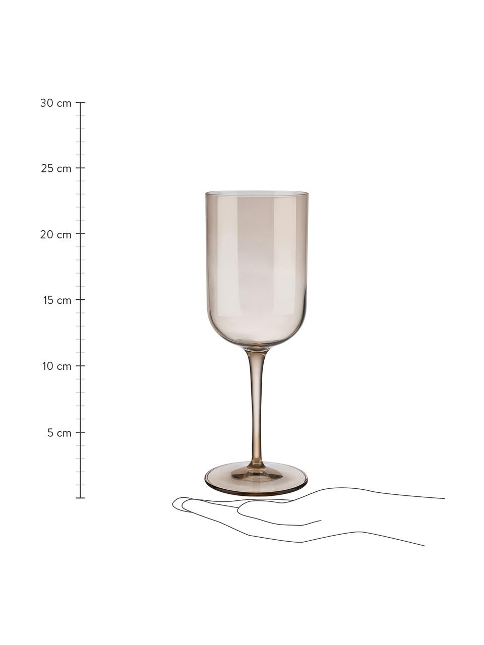 Copas de vino Fuum, 4 uds., Vidrio, Beige transparente, Ø 8 x Al 22 cm, 400 ml