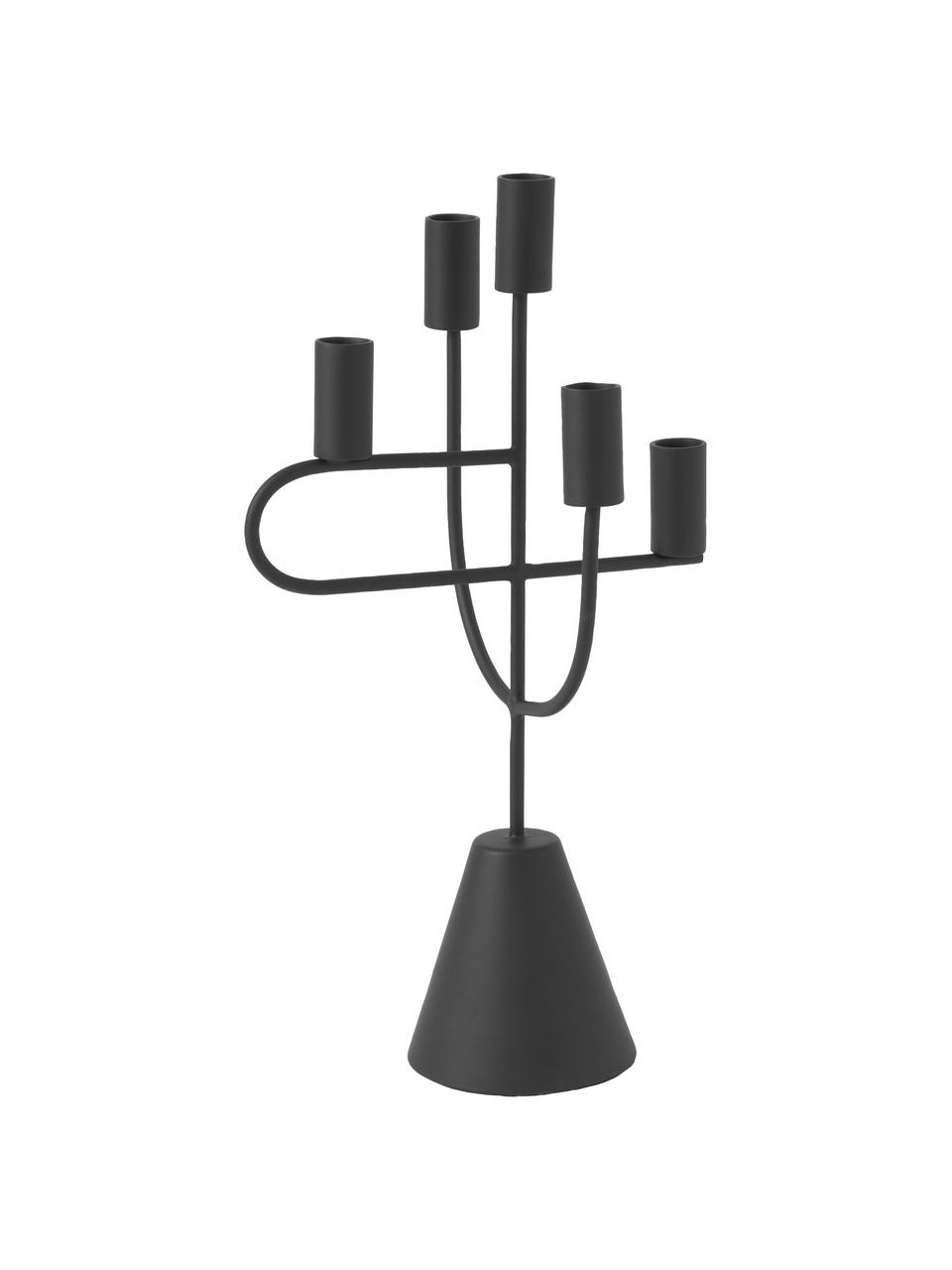 Candelabro in metallo Reem, Metallo rivestito, Nero, Larg. 22 x Alt. 41 cm