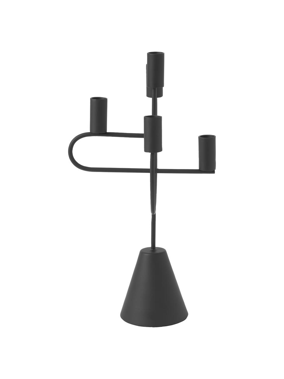 Świecznik z metalu Reem, Metal powlekany, Czarny, S 22 x W 41 cm