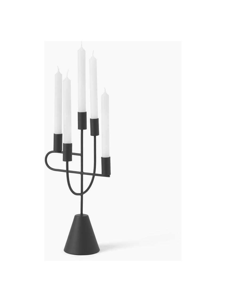 Candelabro de metal Reem, Metal recubierto, Negro, An 22 x Al 41 cm