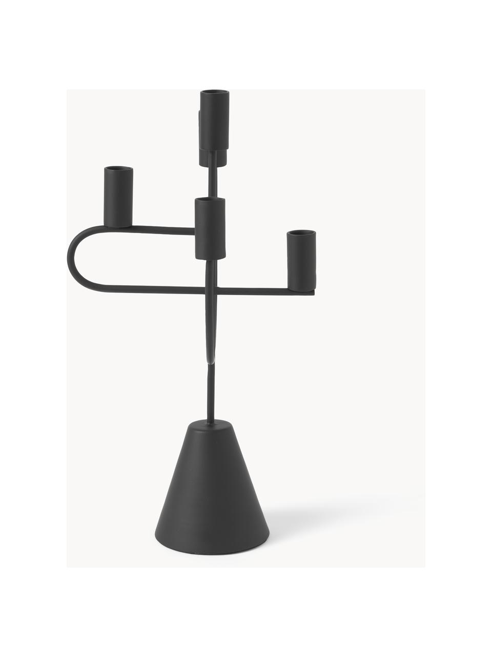 Candelabro in metallo Reem, Metallo rivestito, Nero, Larg. 22 x Alt. 41 cm