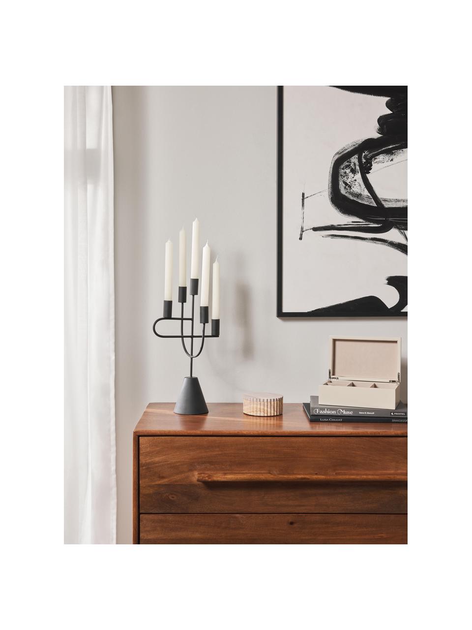 Candelabro de metal Reem, Metal recubierto, Negro, An 22 x Al 41 cm