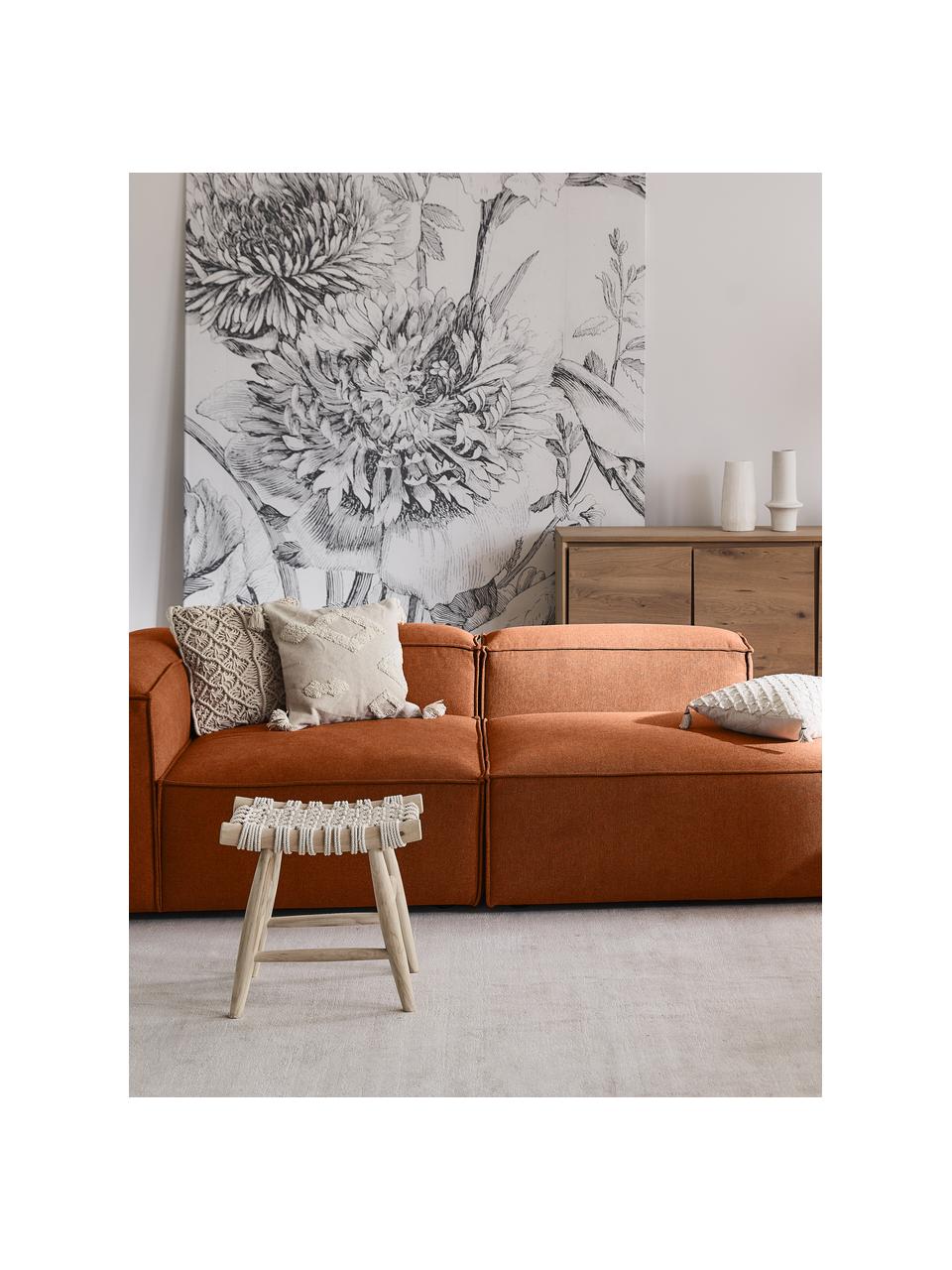 Modulare Ottomane Lennon, Bezug: Polyester Der hochwertige, Gestell: Massives Kiefernholz, FSC, Füße: Kunststoff Die Füße befin, Webstoff Terrakotta, B 269 x T 119 cm, Rückenlehne links